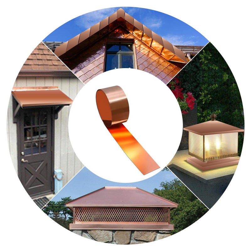 Uxney Copper Sheet Roll, 1000x150x0.5mm Copper Flashing Roll, 25 Gauge Thick Pure Copper Plate & Strip for Roofing, DIY Projects, House Repair, Crafts and Metal Working - Image 5